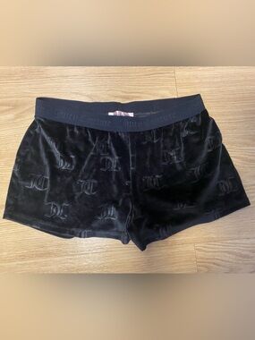 Juicy Couture Y2K Black Velour Short shorts with elastic waist medium vintage